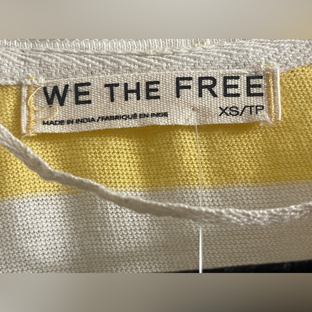 Free People Yellow and Cream Striped Henley Jersey - Picture 9 of 11